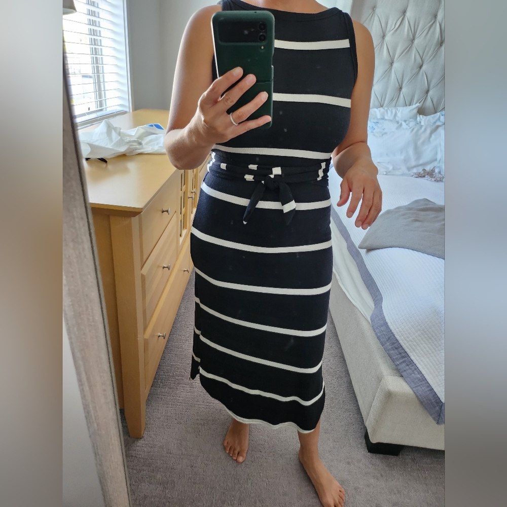 Women's Black and White Striped Dress